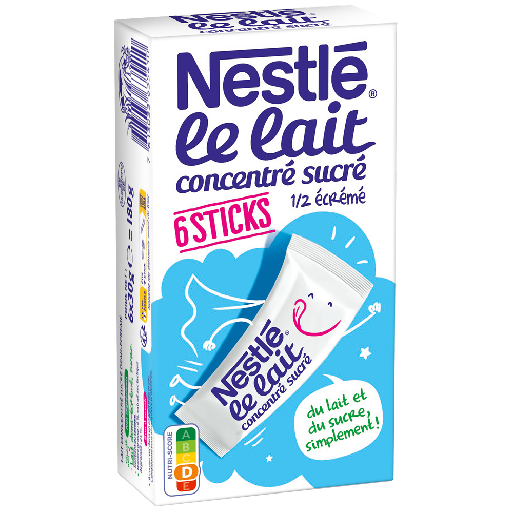 Lait Concentré Sucré Sticks Nature NESTLE - 180g