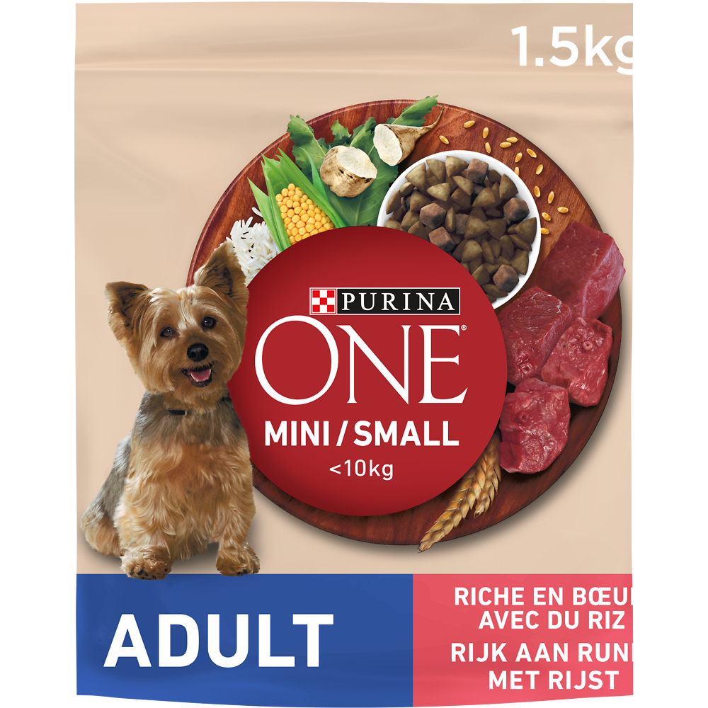 Croquettes pour petit chien adulte Mini Boeuf PURINA ONE - 1,5kg