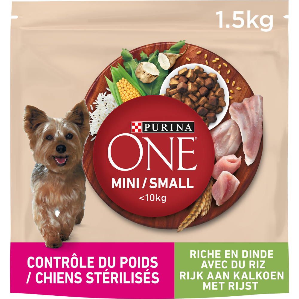 Croquettes pour petit chien Mini Contrôle du poids Dinde PURINA ONE -1,5kg