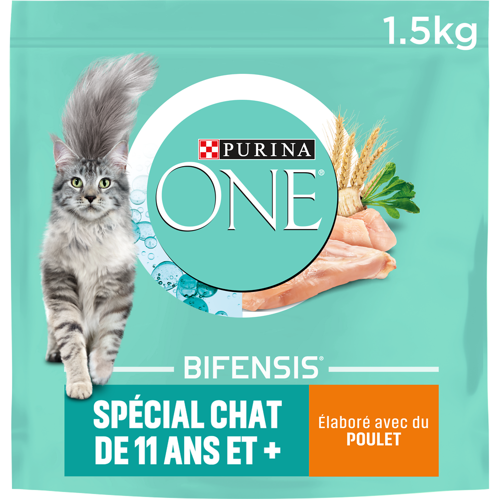 Croquettes pour chat senior Poulet Céréales Complètes PURINA ONE - 1,5kg