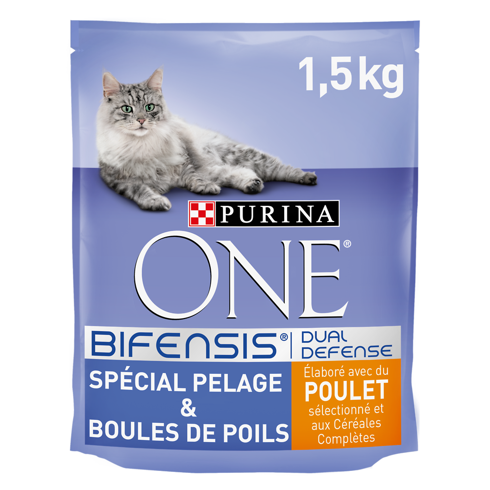 Croquettes chat PELAGE & BOULES DE POILS Poulet Céréales PURINA ONE -1,5kg