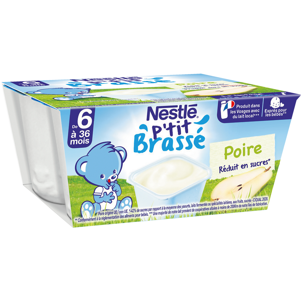 Desserts lactés P'TIT BRASSE Poire 6M+ NESTLE - 4x100g