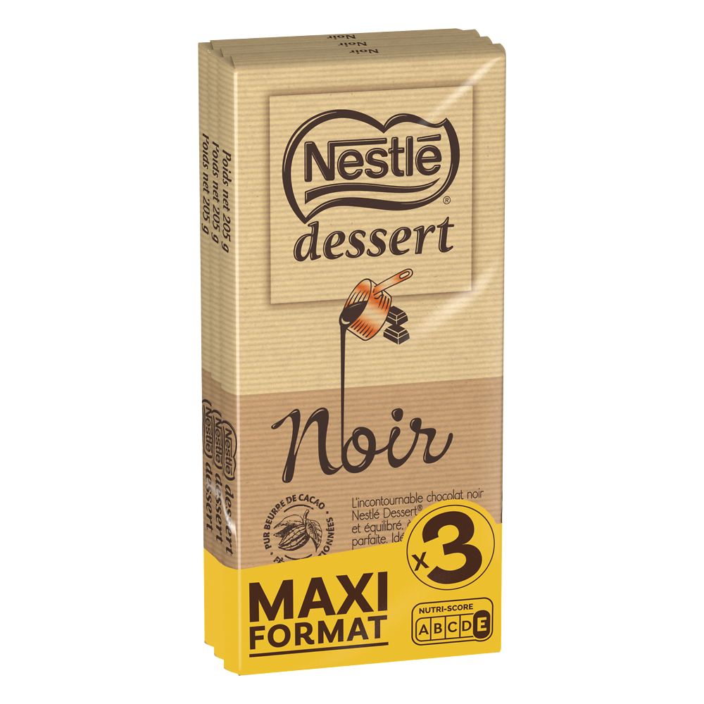 Chocolat noir pâtissier NESTLE DESSERT - 3 tablettes de 205g