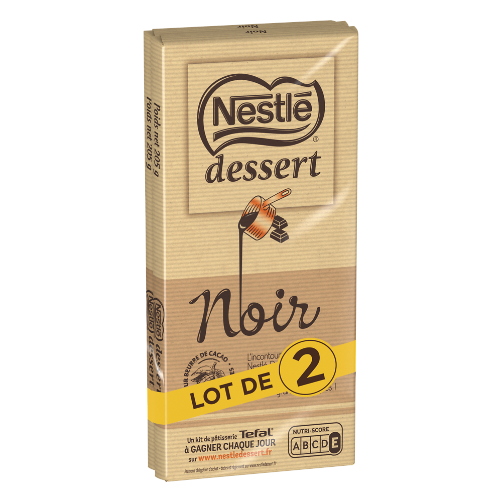 Chocolat noir pâtissier NESTLE DESSERT - 2 tablettes de 205g