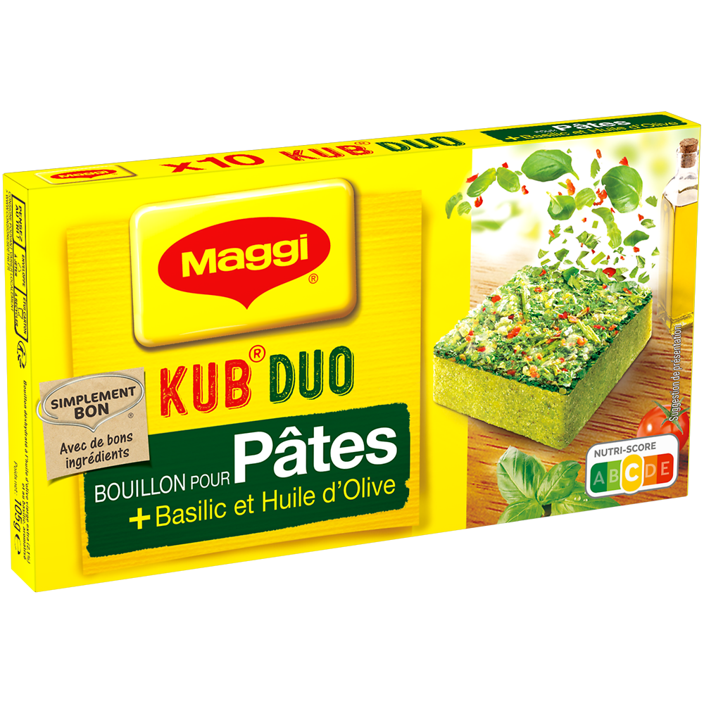 Bouillon cube duo pâtes basilic MAGGI, boite de 10 cubes, 105g