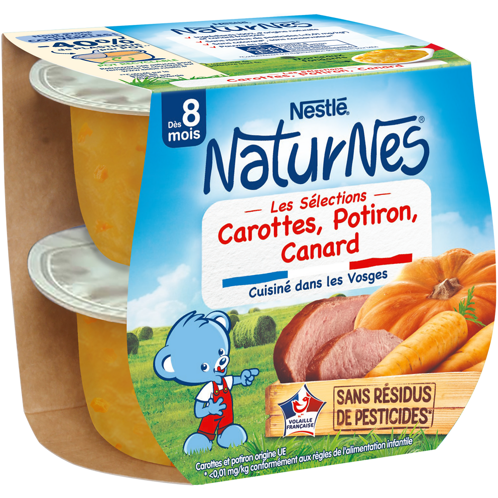 Plats complets Carotte potiron canard 8M+ NATURNES SELECTION - 2x200g