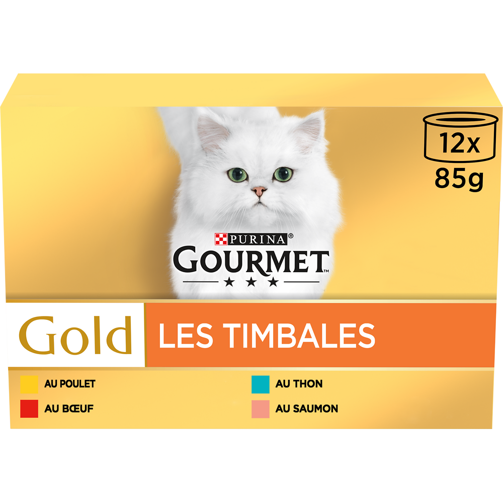 Sachets fraîcheur pour chat GOLD Les Timbales GOURMET - 12x85g