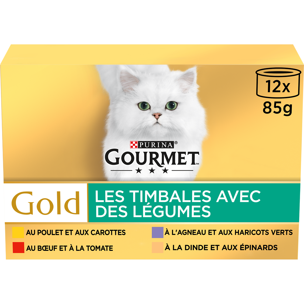 Sachets fraîcheur pour chat GOLD Timbales Multi-variétés GOURMET - 12x85g