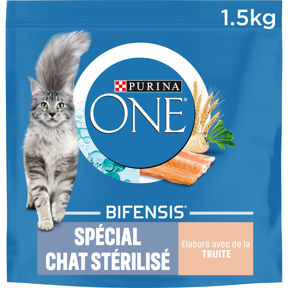 Croquettes pour chat adulte stérilisé Truité, Blé PURINA ONE - 1,5kg