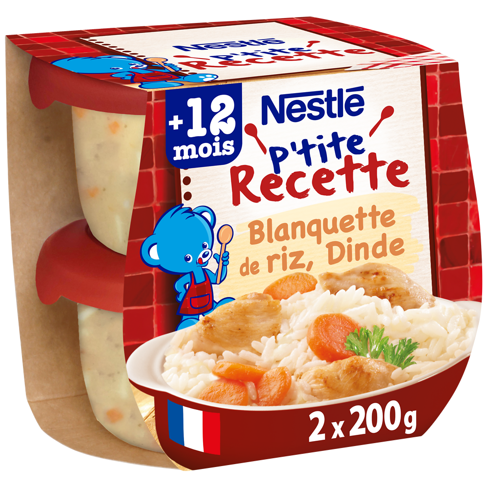 Plats complets P'TITE RECETTE Blanquette de riz dinde 12M+ NESTLE - 2x200g