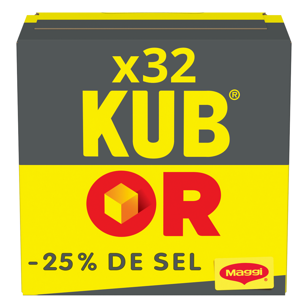 Bouillon cube Kub Or -25% de sel MAGGI, boite de 16 cubes, 121,6g