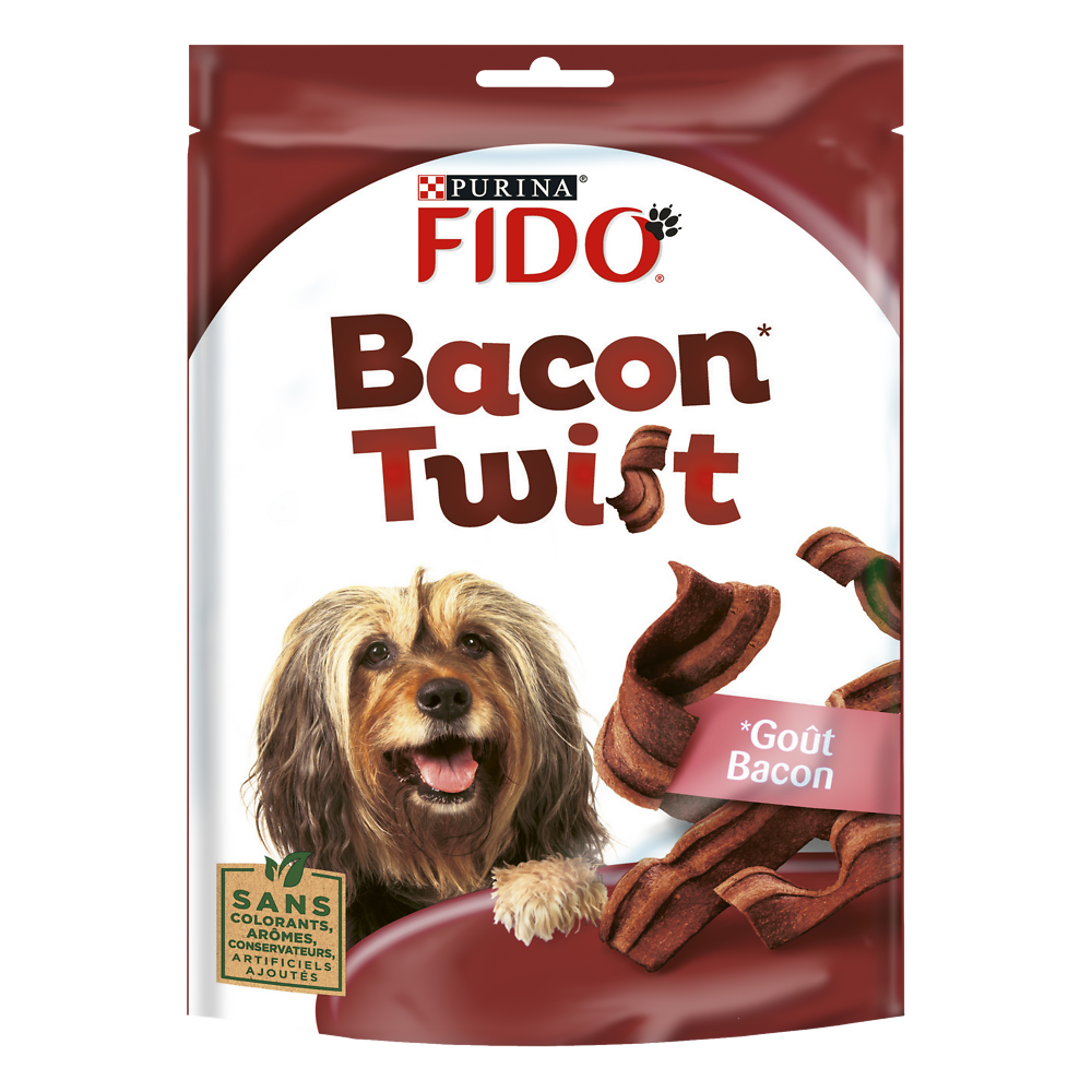 Friandises pour chien Bacon twist FIDO, 120g