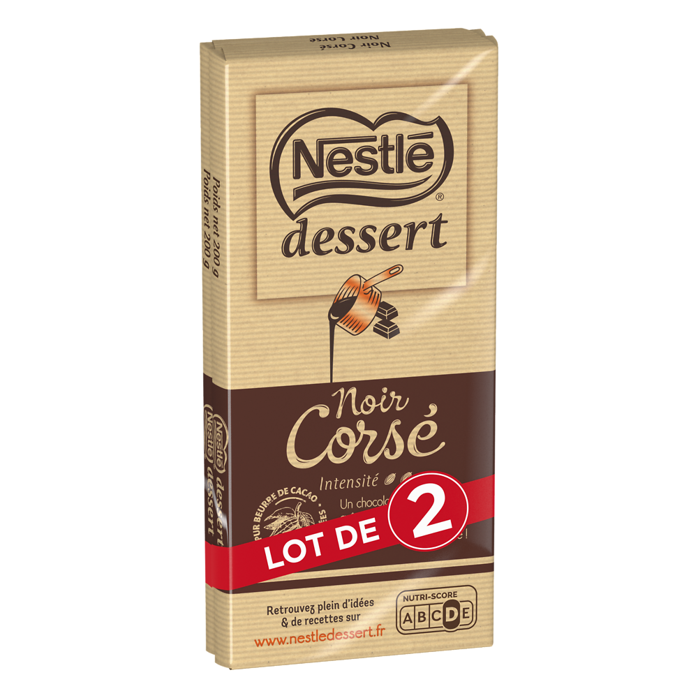 Chocolat noir corsé pâtissier NESTLE DESSERT - 2 tablettes de 200g