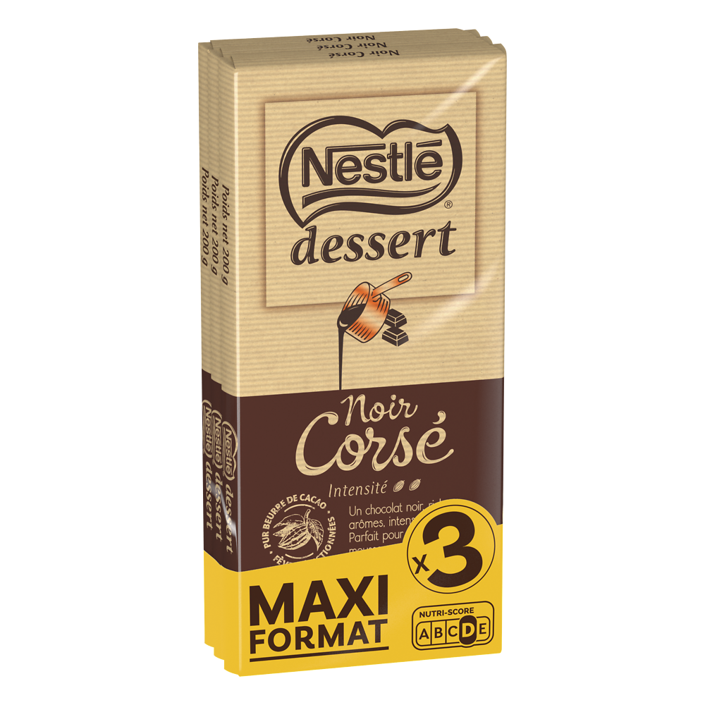 Chocolat noir corsé pâtissier NESTLE DESSERT - 3 tablettes de 200g