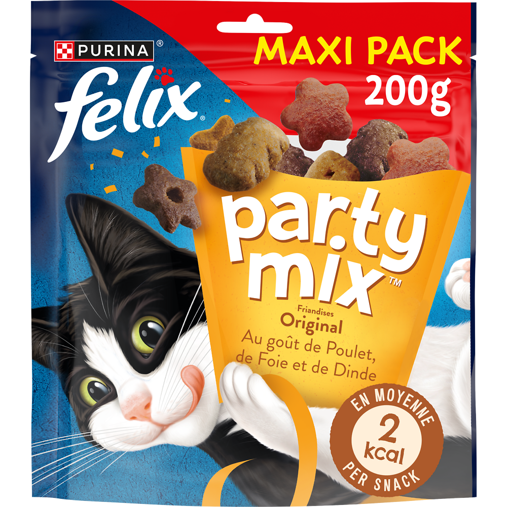 Friandises pour chat Party Mix Original Poulet, Foie, Dinde FELIX - 200g