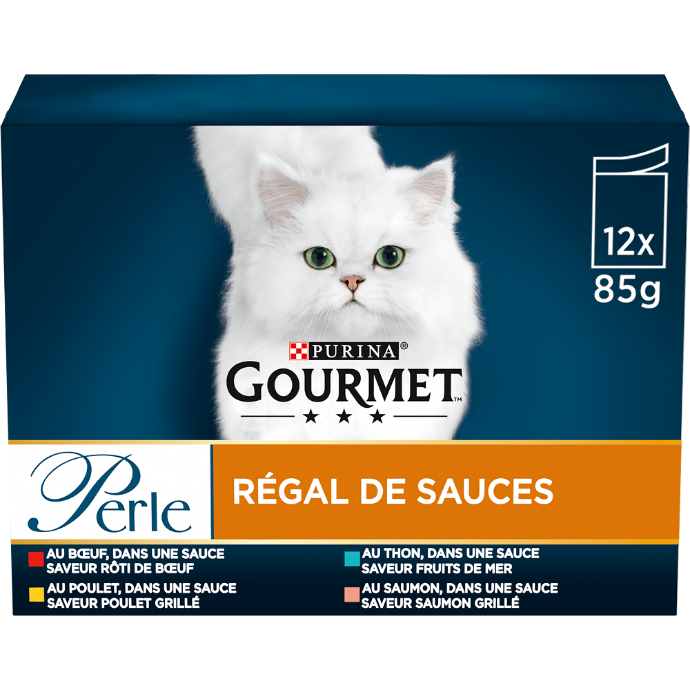 Sachets fraîcheur pour chat PERLE Régal de Sauces GOURMET - 12x85g