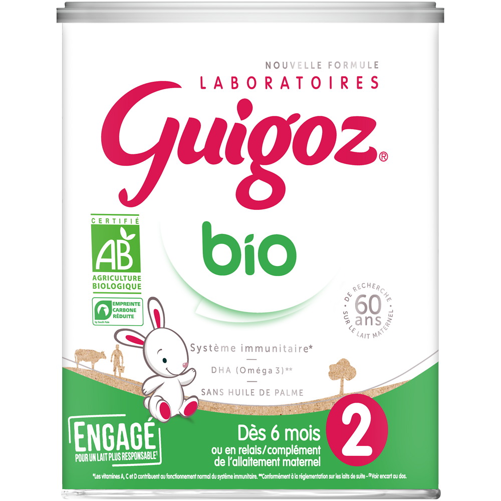 Lait infantile en poudre BIO 2ème âge 6-12M GUIGOZ OPTIPRO - Boîte 800g