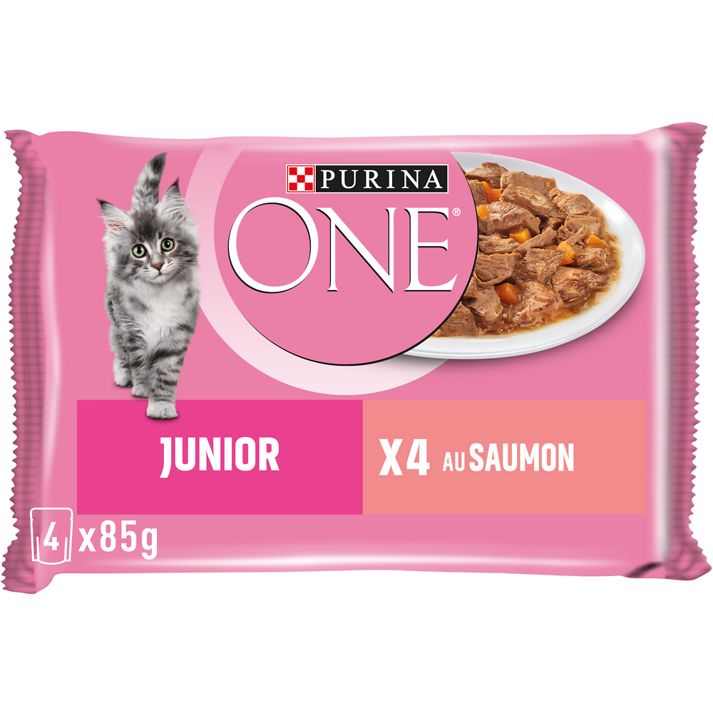 Sachets fraîcheur pour chaton JUNIOR Saumon PURINA ONE - 4x85g