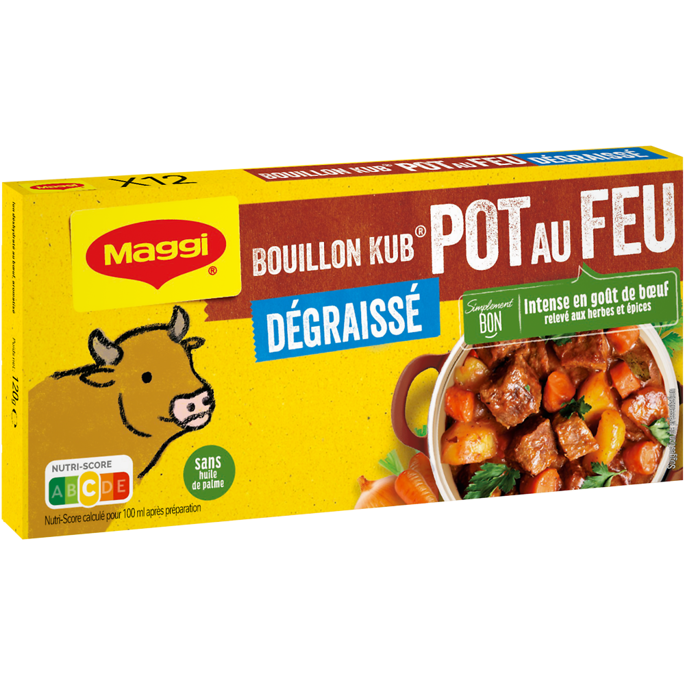 Bouillon cube pot au feu dégraissé MAGGI, boite de 12 cubes, 120g