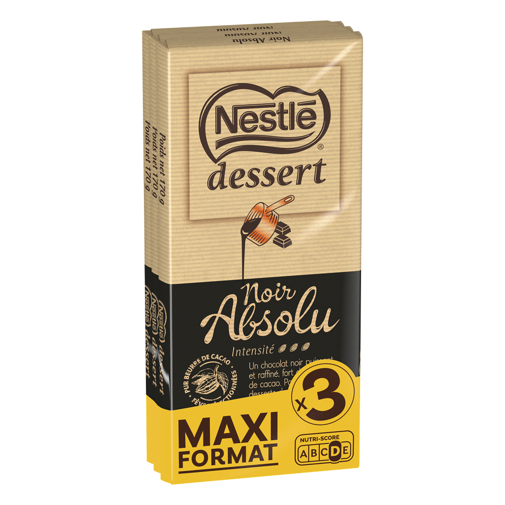 Chocolat noir absolu pâtissier NESTLE DESSERT - 3 tablettes de 170g