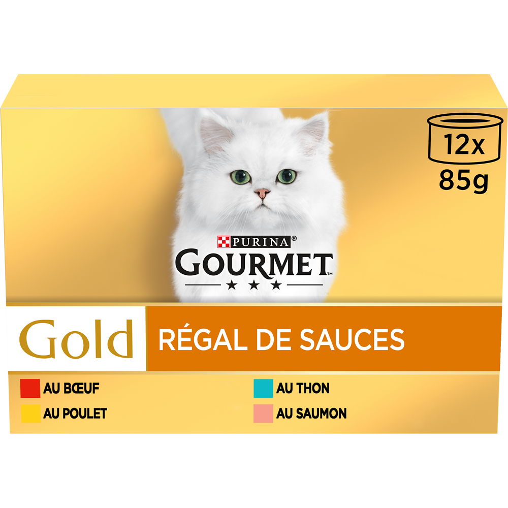 Sachets fraîcheur pour chat Gold Régal de Sauces 4 variétés GOURMET -12x85g