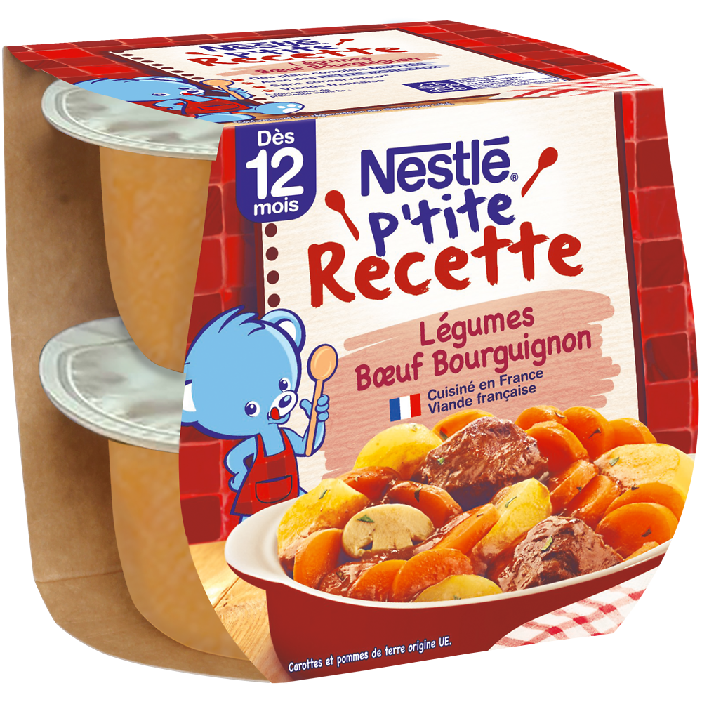 Plats complets P'TITE RECETTE Boeuf bourguignon 12M+ NESTLE - 2x200g