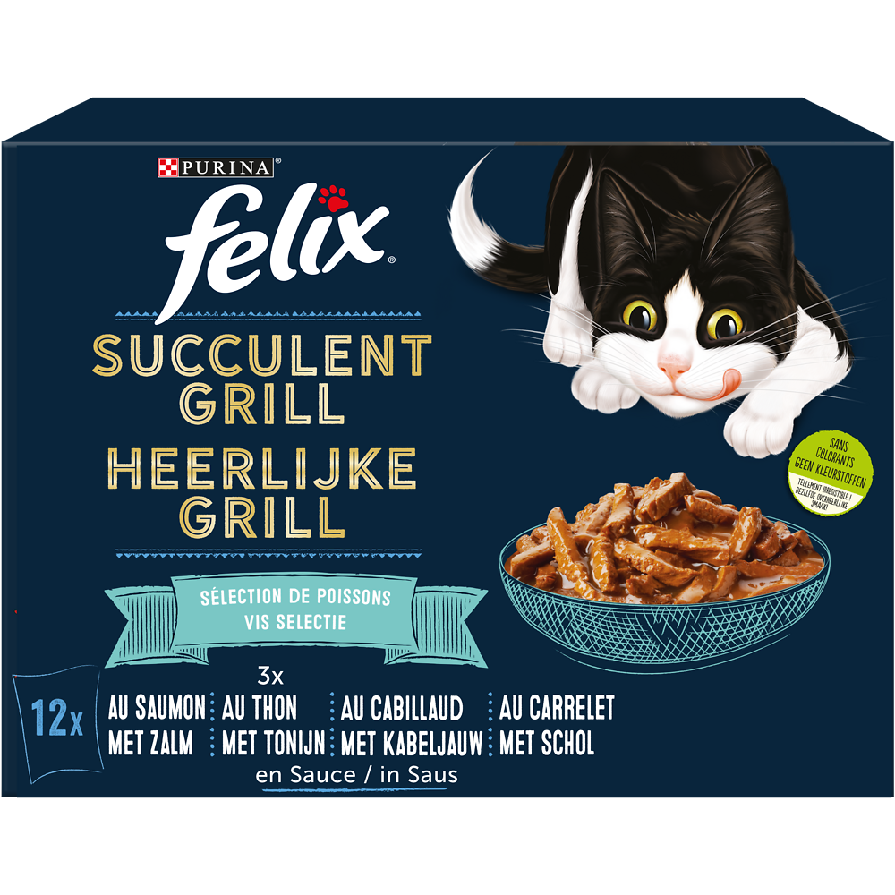 Sachets fraîcheur pour chat Succulent Grill Poissons FELIX - 12x80g