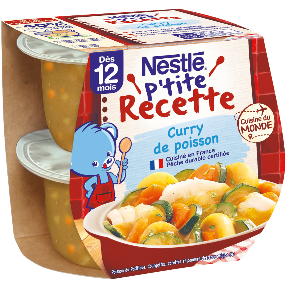 Plats complets P'TITE RECETTE Curry de poisson 12M+ NESTLE - 2x200g