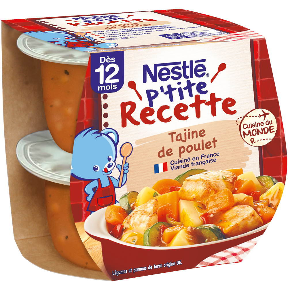 Plats complets P'TITE RECETTE Tajine de poulet 12M+ NESTLE - 2x200g