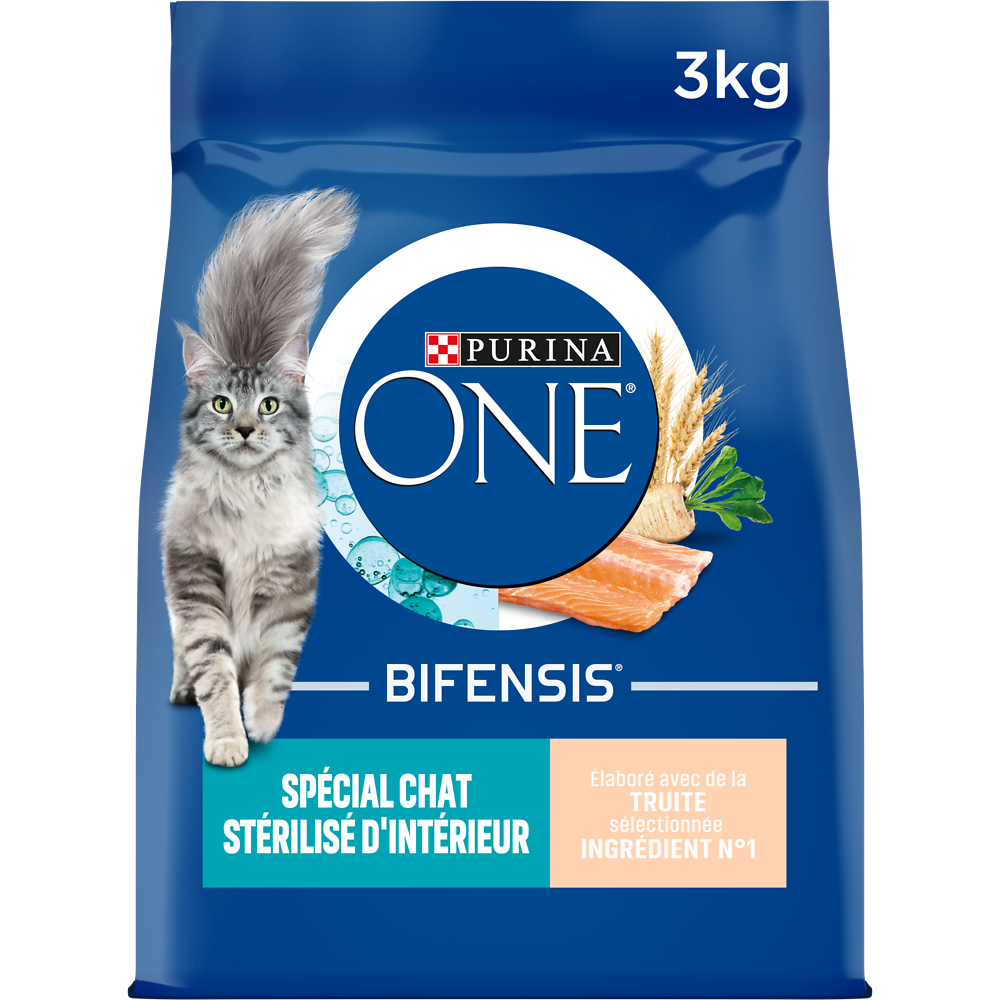 Croquettes chat stérilisé d'intérieur Truite Céréales PURINA ONE - 3kg