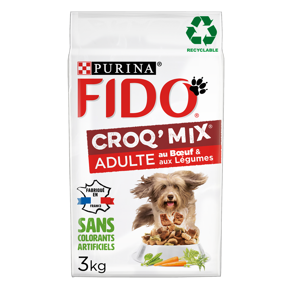 Croquettes pour chien adulte CROQ MIX Boeuf, Légumes FIDO - 3kg