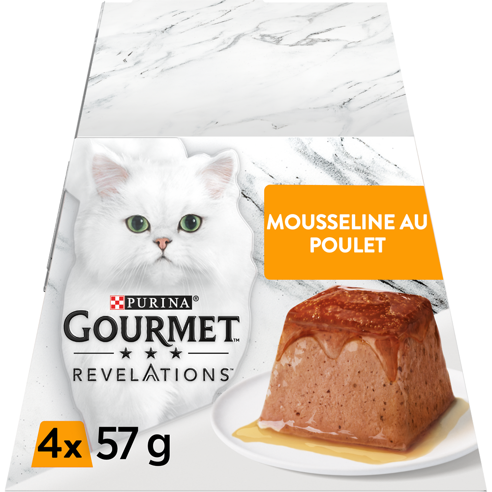 Sachets fraîcheur pour chat REVELATIONS Mousseline au Poulet GOURMET -4x57g