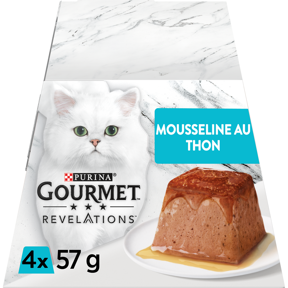 Sachets fraîcheur pour chat REVELATIONS Mousseline au Thon GOURMET - 4x57g