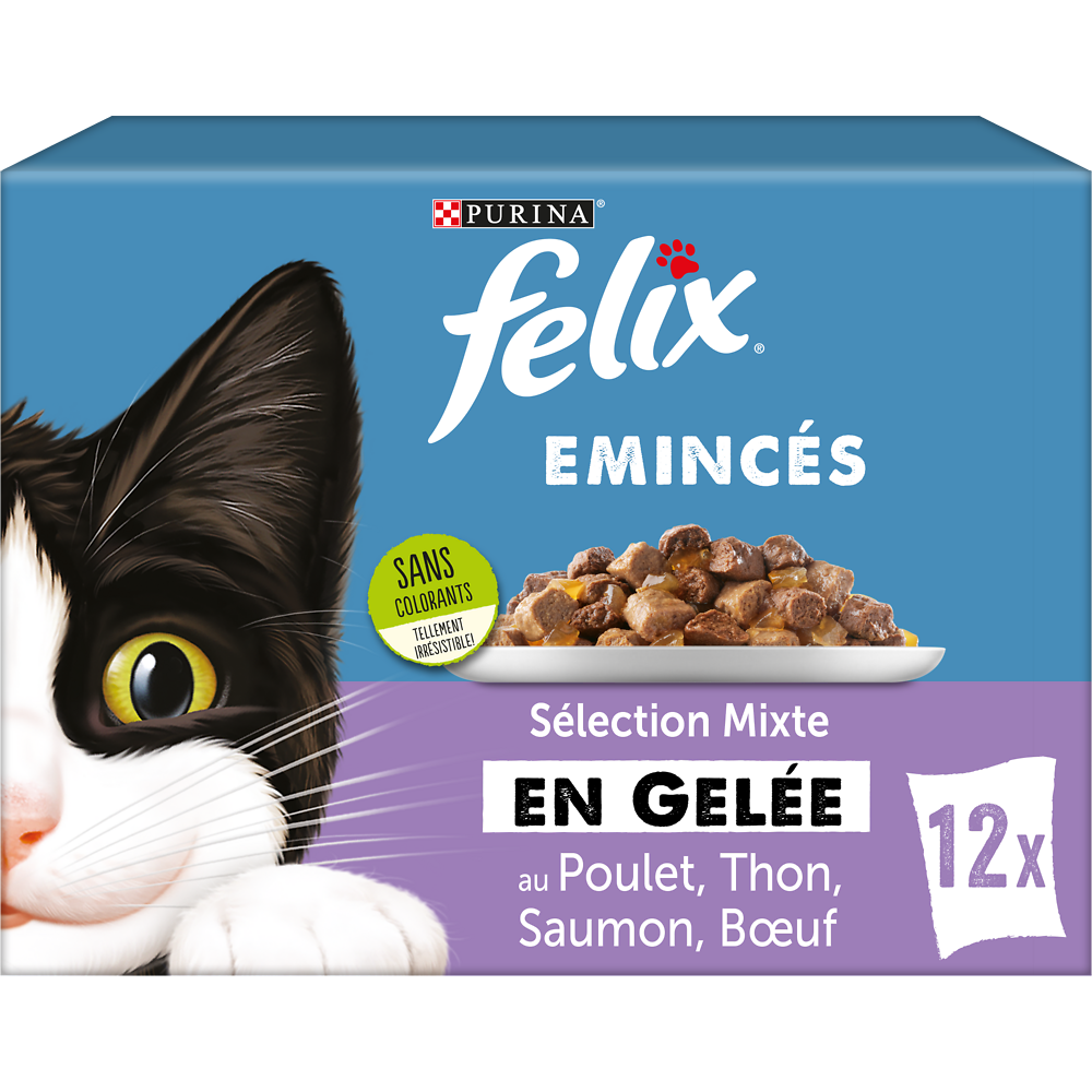 Sachets fraîcheur pour chat Emincés en Gelée Mixte FELIX - 12x85g