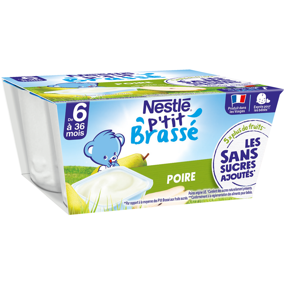 Desserts lactés P'TIT BRASSE SSA Poire 6M+ NESTLE - 4x90g