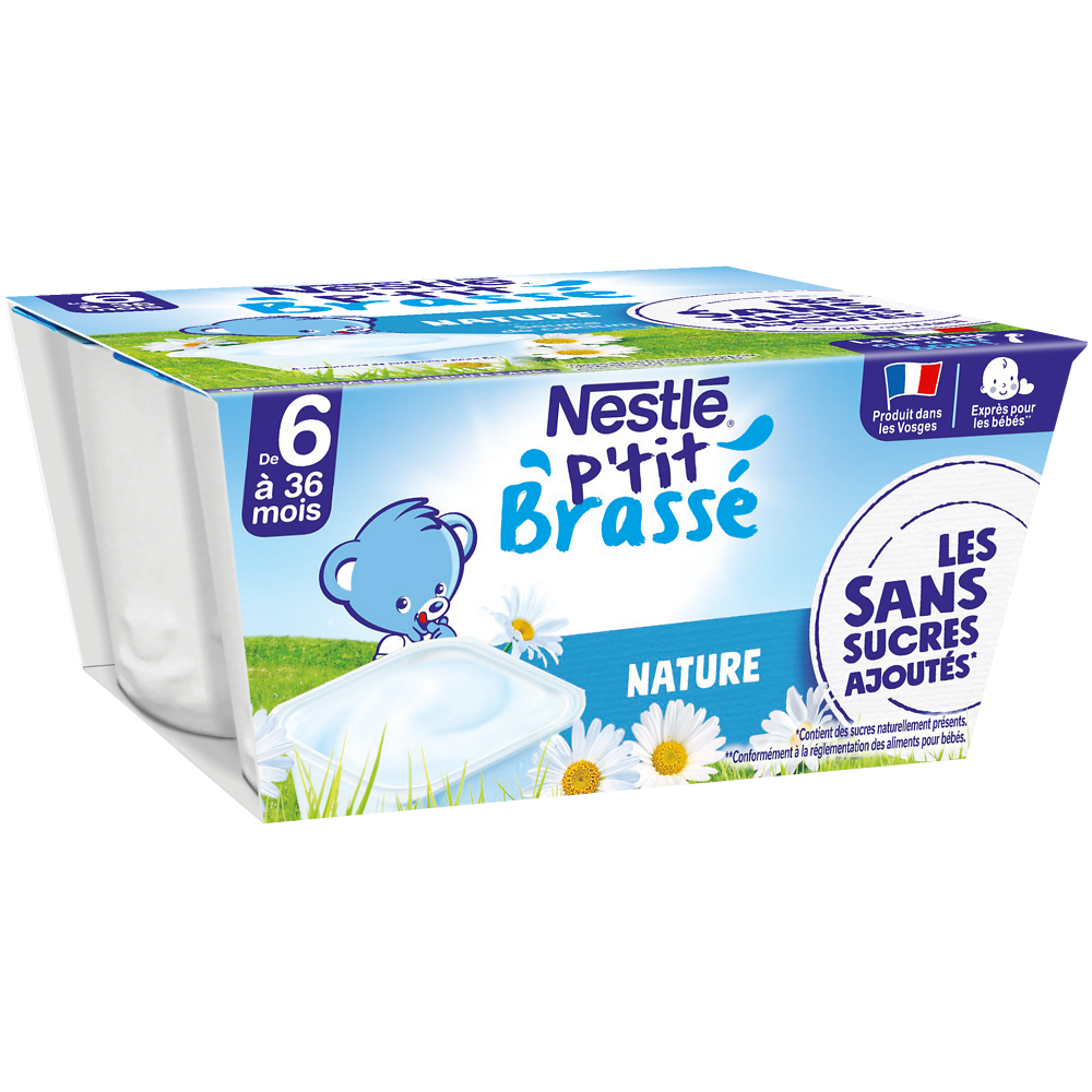 P'tit brassé nature dès 6 mois NESTLE coupelles 4x90g 360g