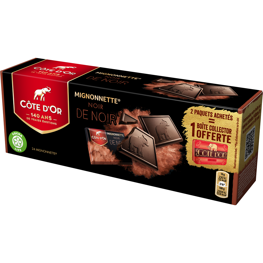 Chocolat noir mignonnettes COTE D'OR - Boîte de 24 - 240g