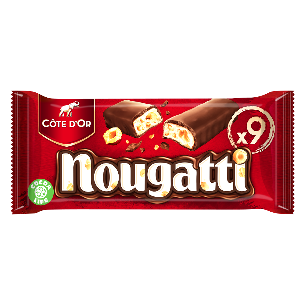 Barres chocolatées chocolat nougat Nougatti COTE D'OR - Sachet de 270g