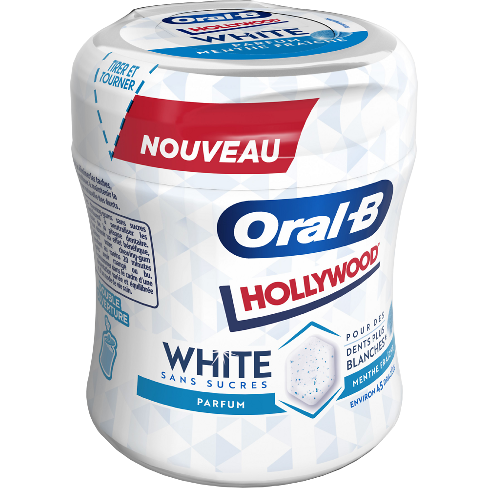 Chewing gum white menthe fraîche Oral-B HOLLYWOOD drag.x45 76g