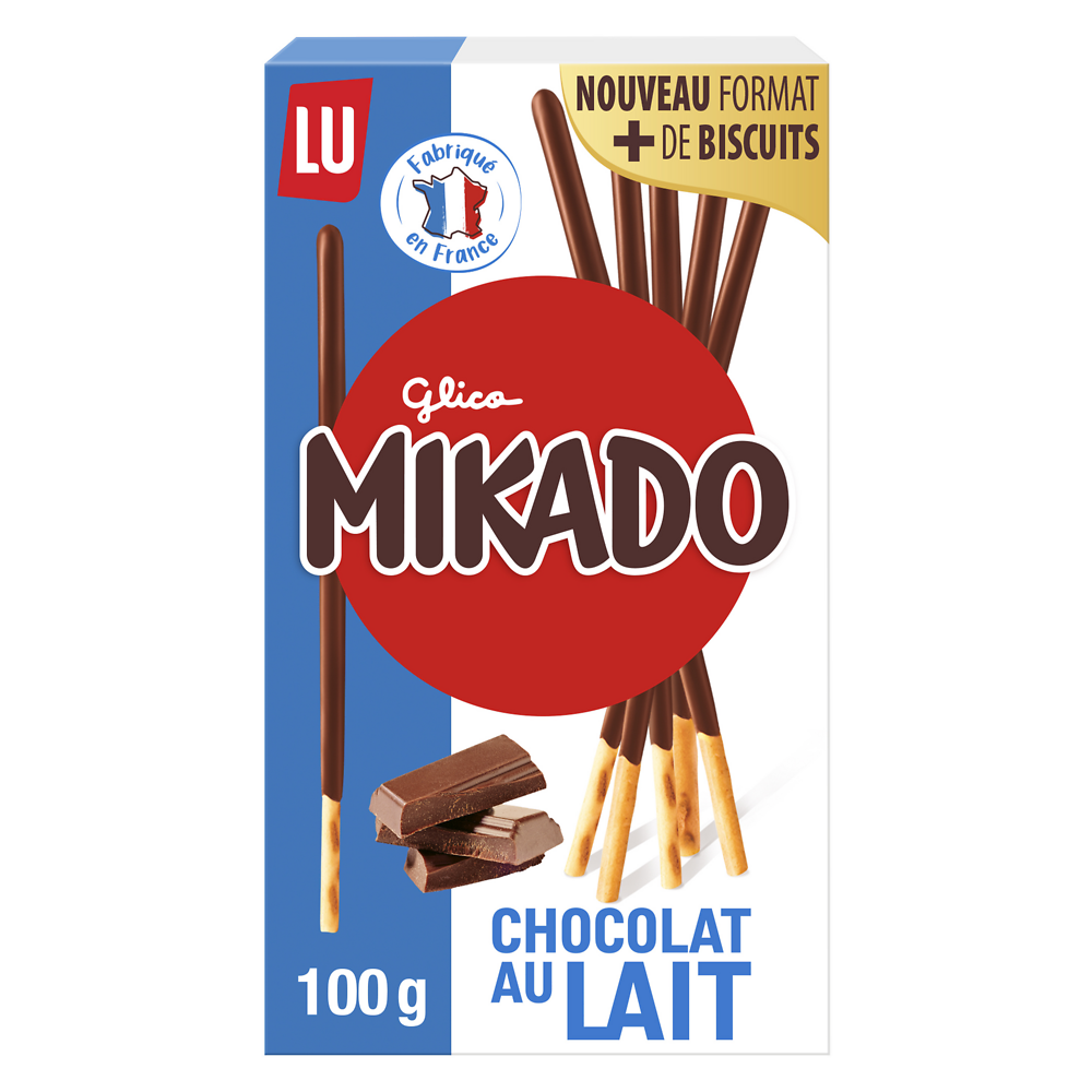 Biscuits chocolat au lait MIKADO Lu, 100g