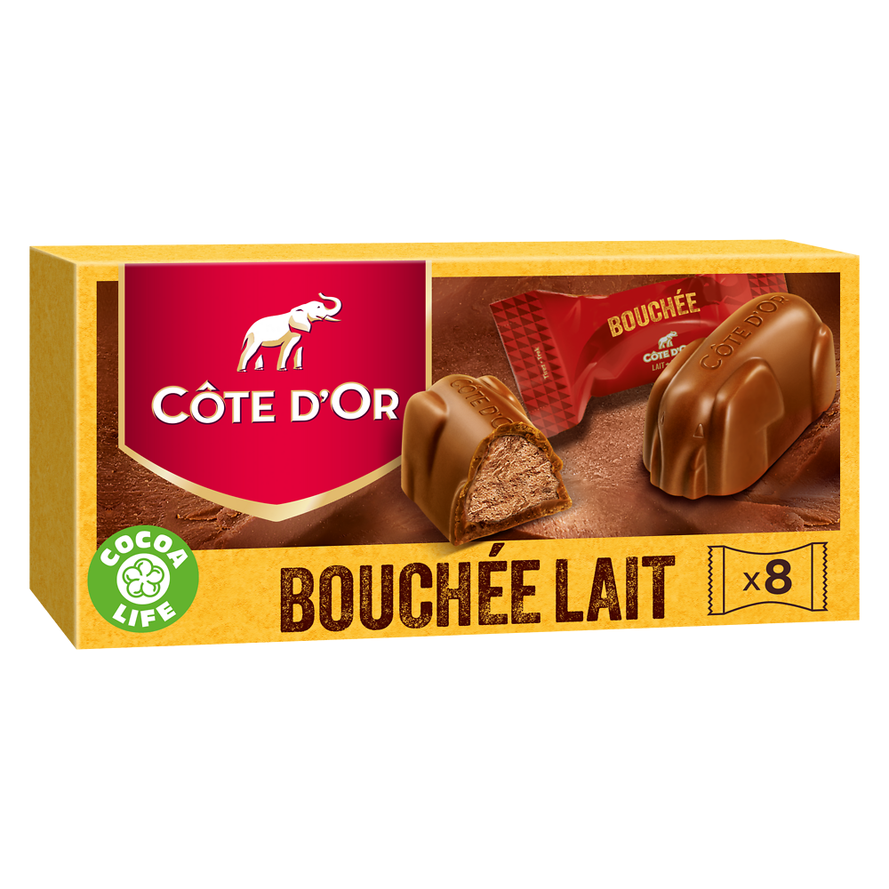 Bouchées chocolat lait noisetes amandes COTE D'OR - Boîte de 200g