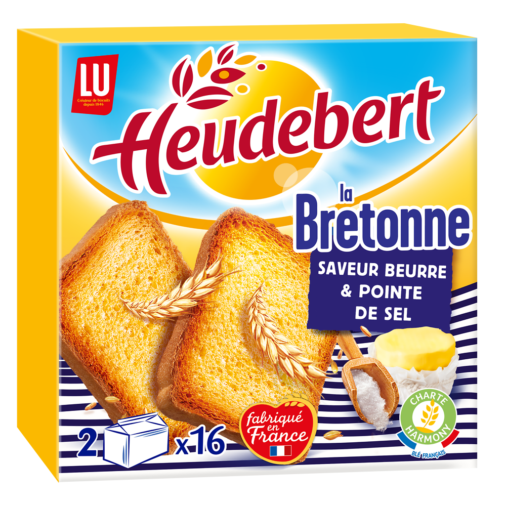 Biscottes La Bretonne Saveur beurre et sel HEUDEBERT - Paquet de 32 tranches - 290g