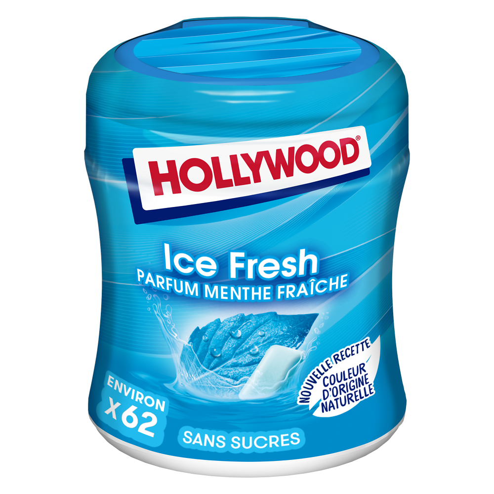 Chewing gum sans sucres ice fresh HOLLYWOOD, boîte de 87g