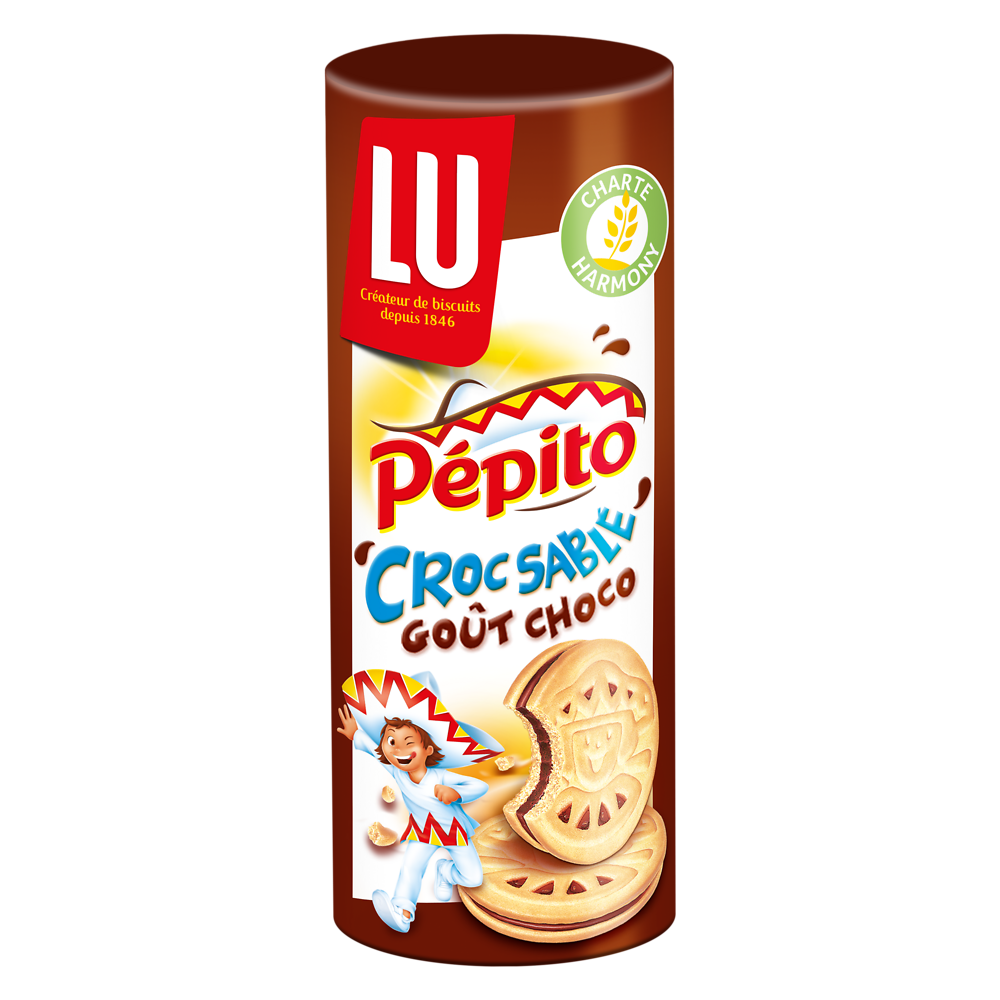 Biscuits fourrés au chocolat au lait Croc Sablé Pepito LU, paquet de 294g