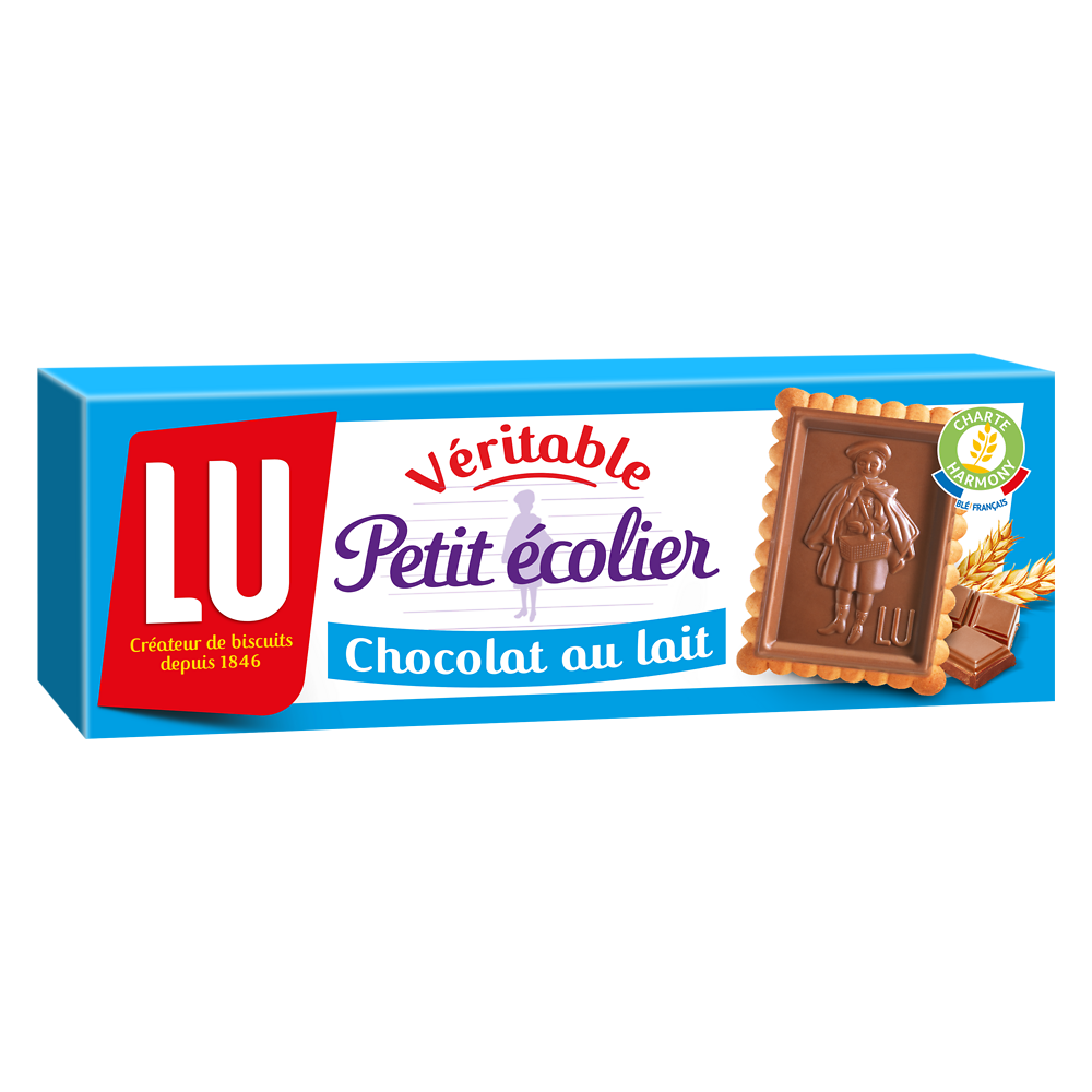 Biscuits petit beurre chocolat au lait Petit Ecolier LU, paquet de 150g