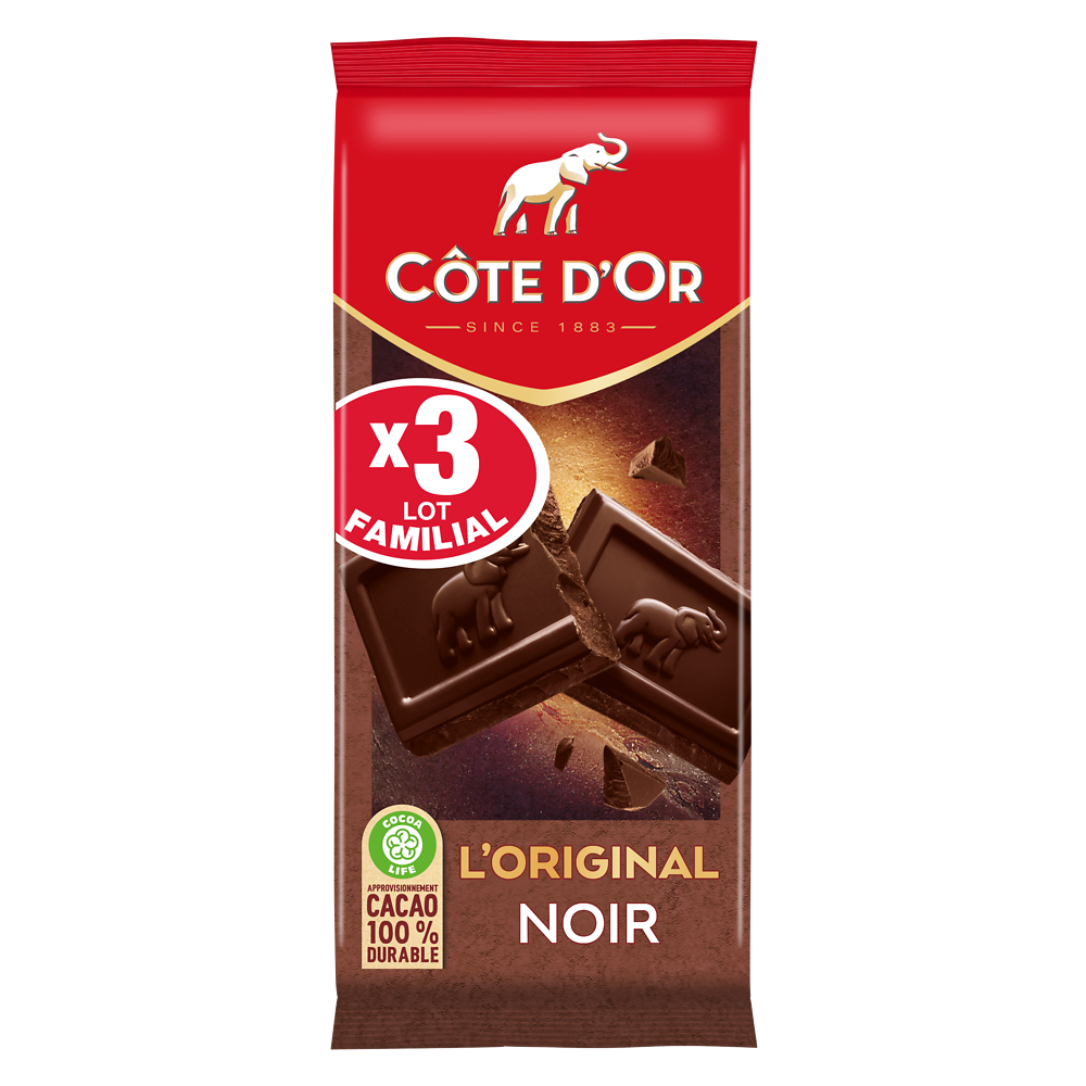 Chocolat noir L'Original COTE D'OR - 3 tablettes de 100g