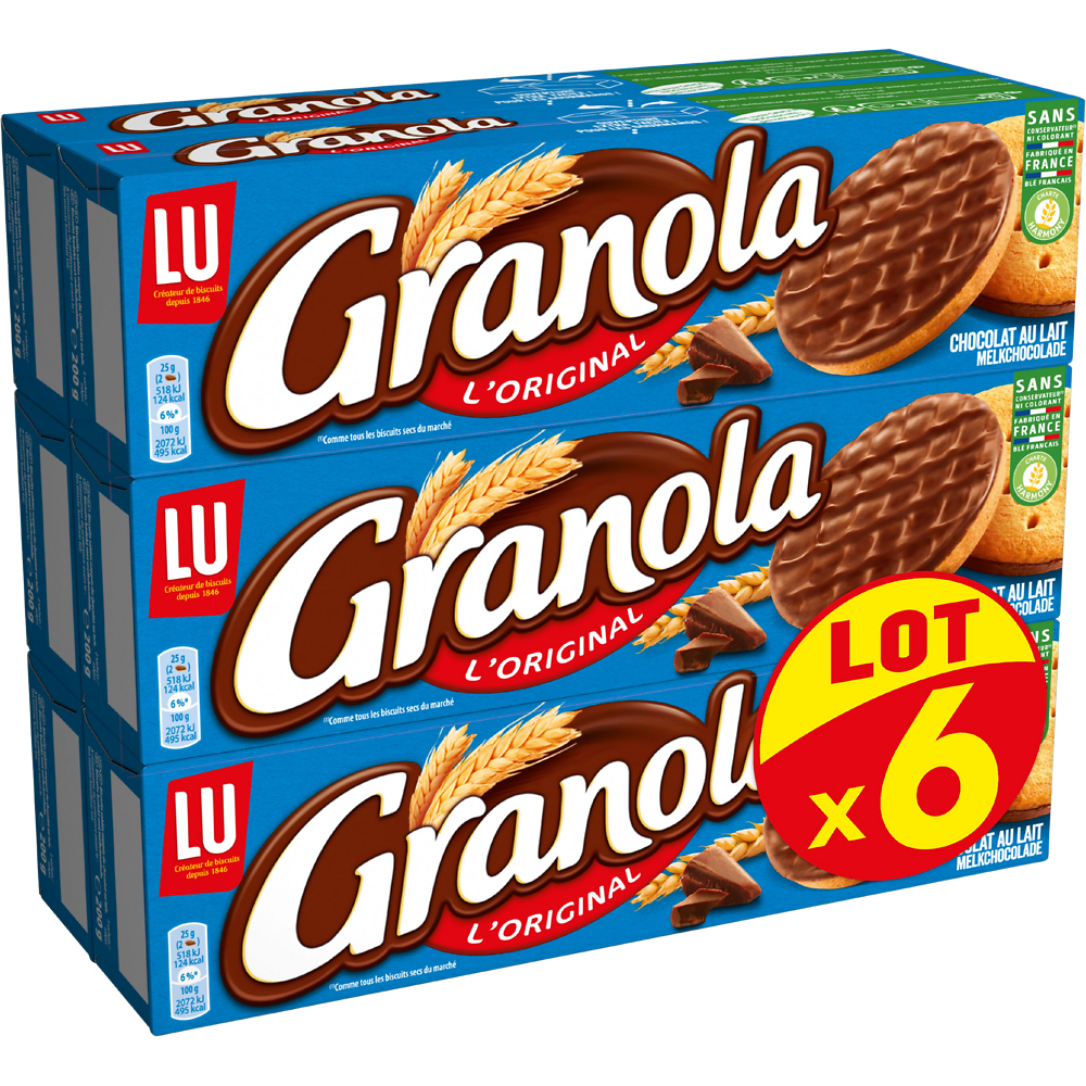 Biscuits  chocolat au lait LU GRANOLA, 6x200g