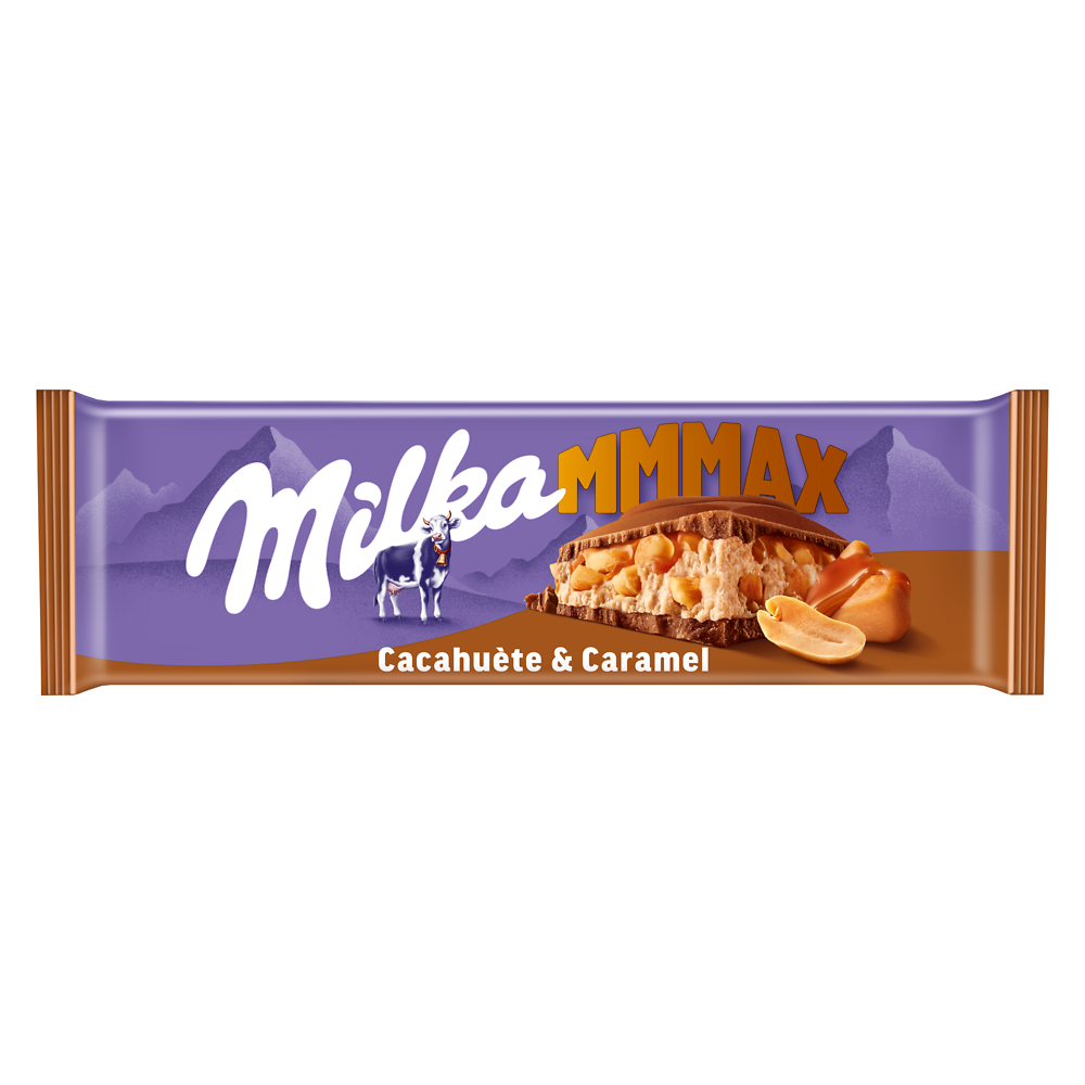 Chocolat au lait cacahuètes et caramel Mmmmax MILKA - Tablette de 276g