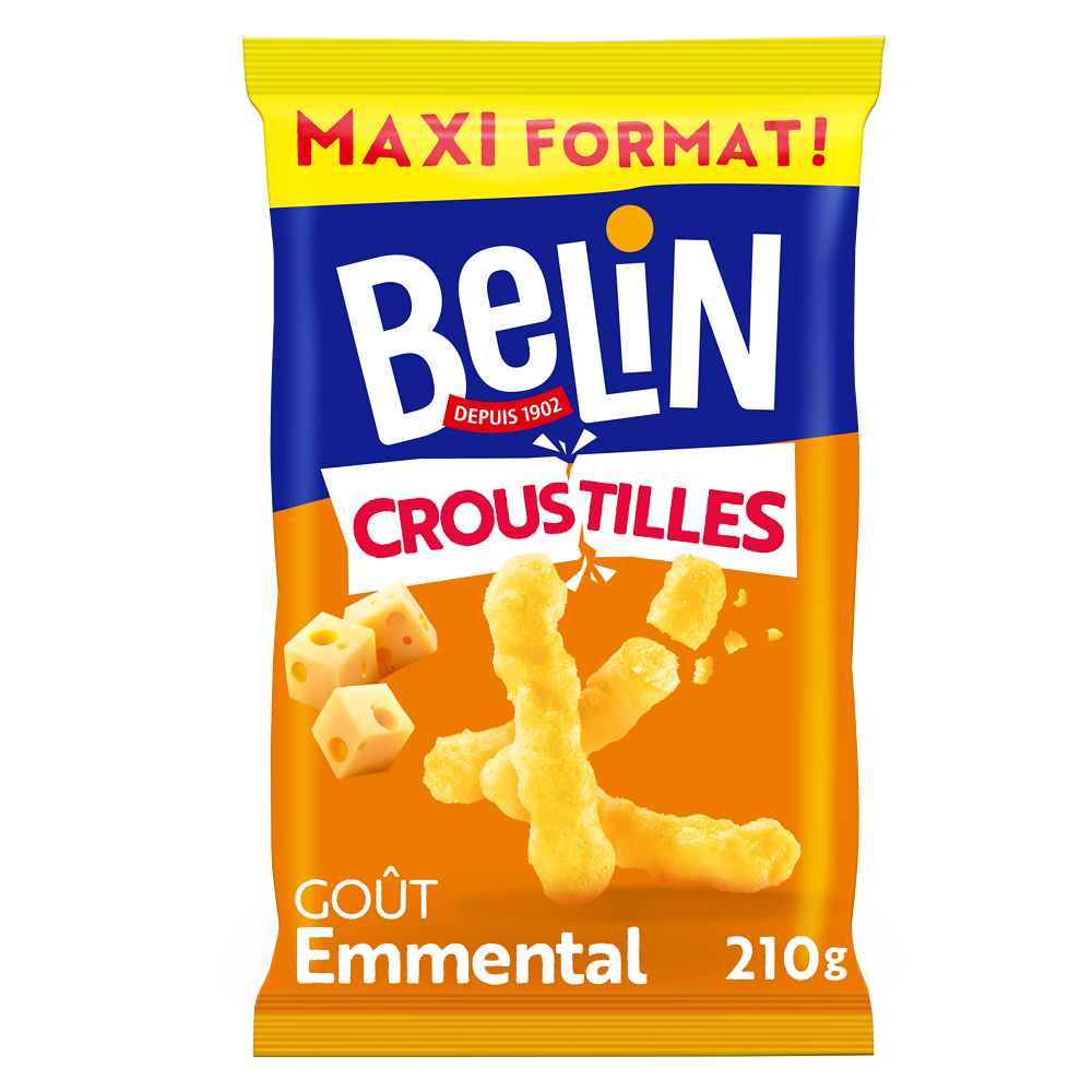 Biscuits apéritifs Croustilles emmental format party BELIN - Sachet de210g