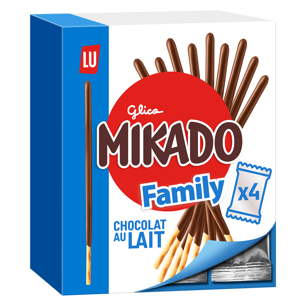 Biscuits nappés au chocolat au lait Mikado LU, paquet de 300g